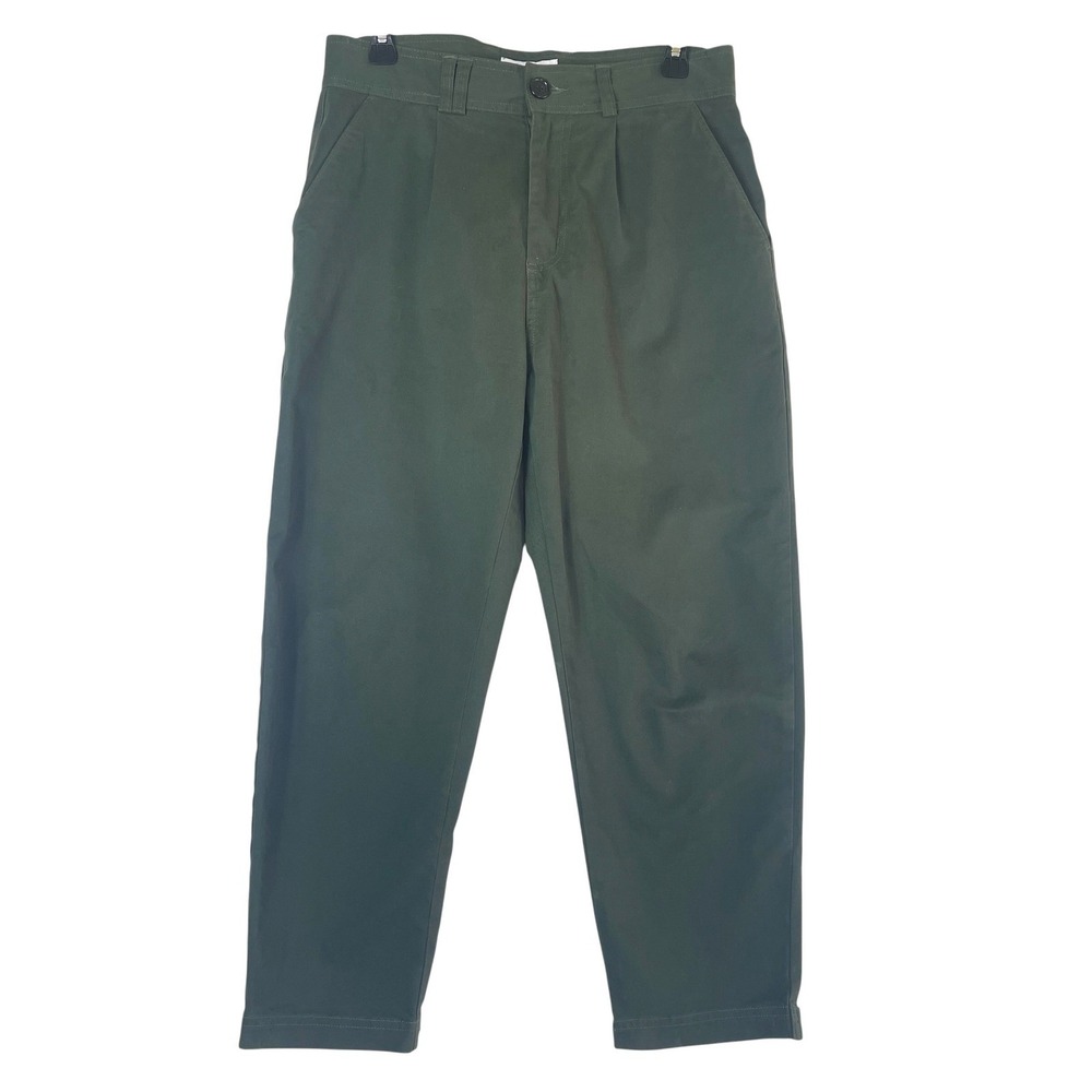 I Love Ugly Pleated Chino Pants Mens Small Kobe Green Tapered Ankle Trousers